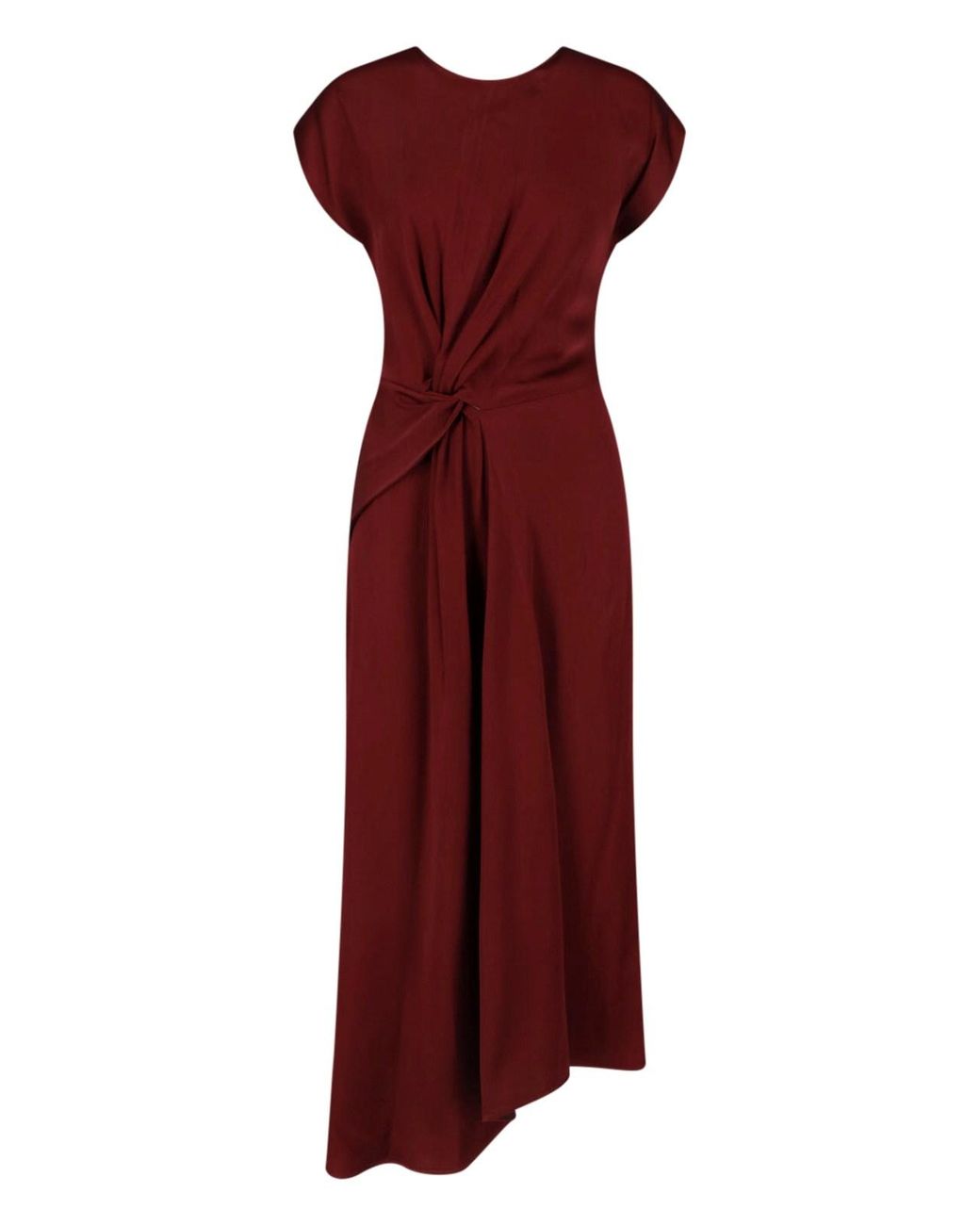 Victoria Beckham Red Burgundy Midi Dress With Draped Waist
