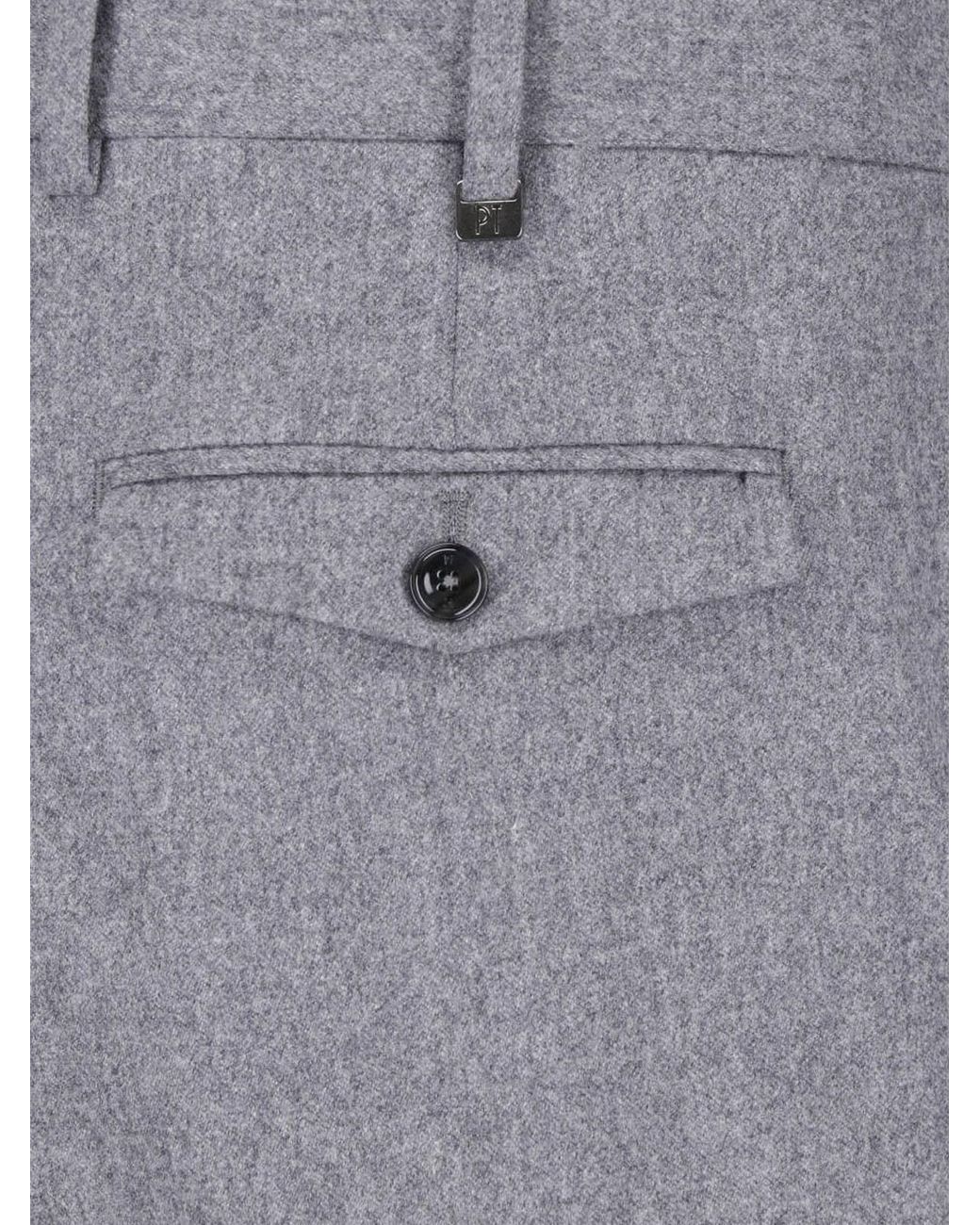 PT Torino Gray Virgin Wool And Cashmere Trousers for men