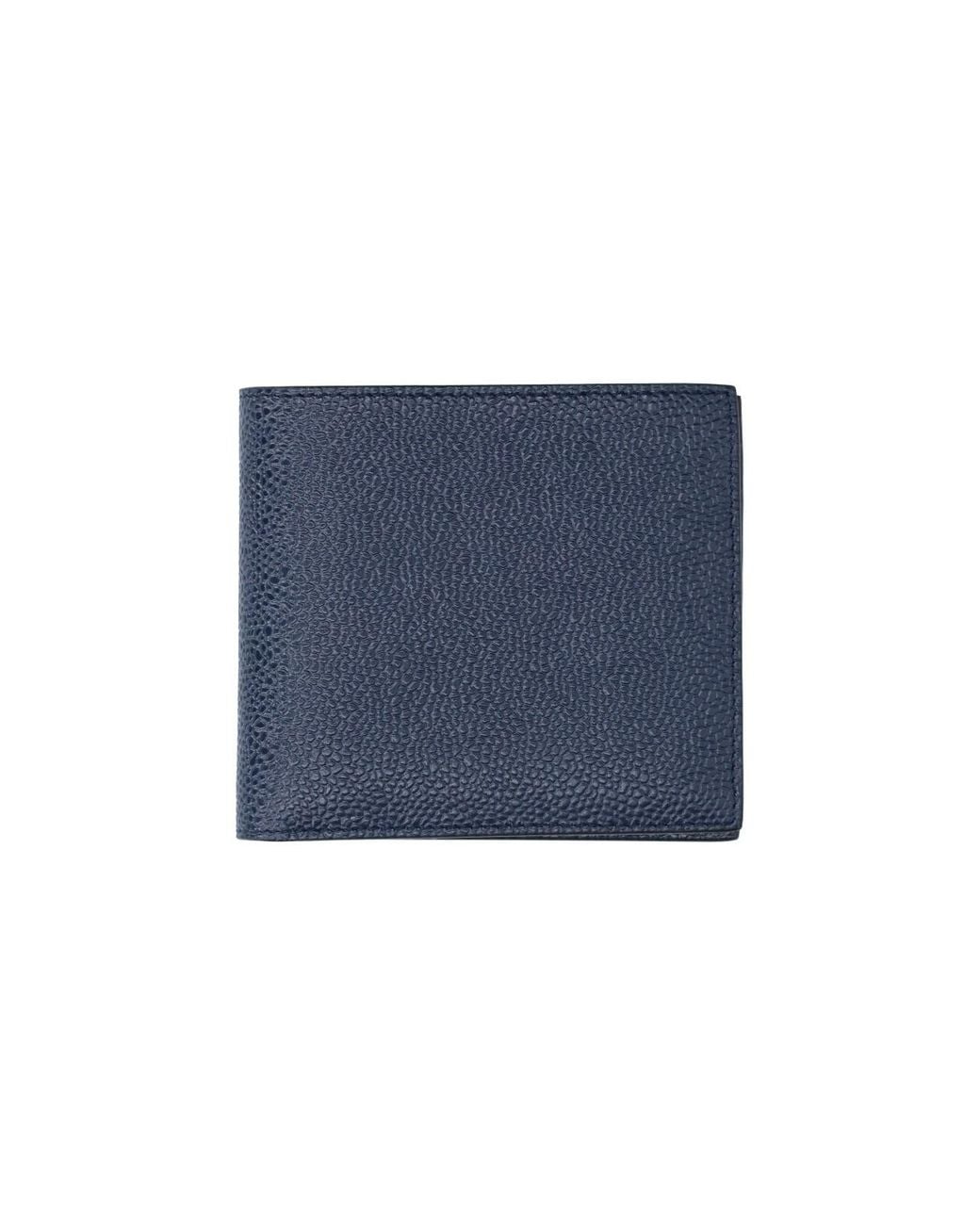 Thom Browne Blue Pebbled Leather Bifold Wallet for men