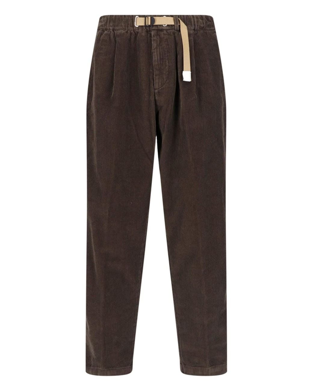 White Sand Brown Corduroy Belt Trousers for men