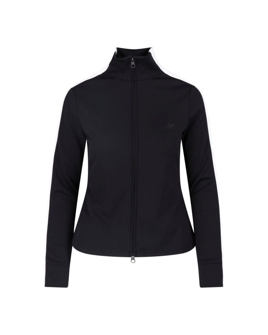 Courreges Blue High Collar Zip Fabric Sweatshirt
