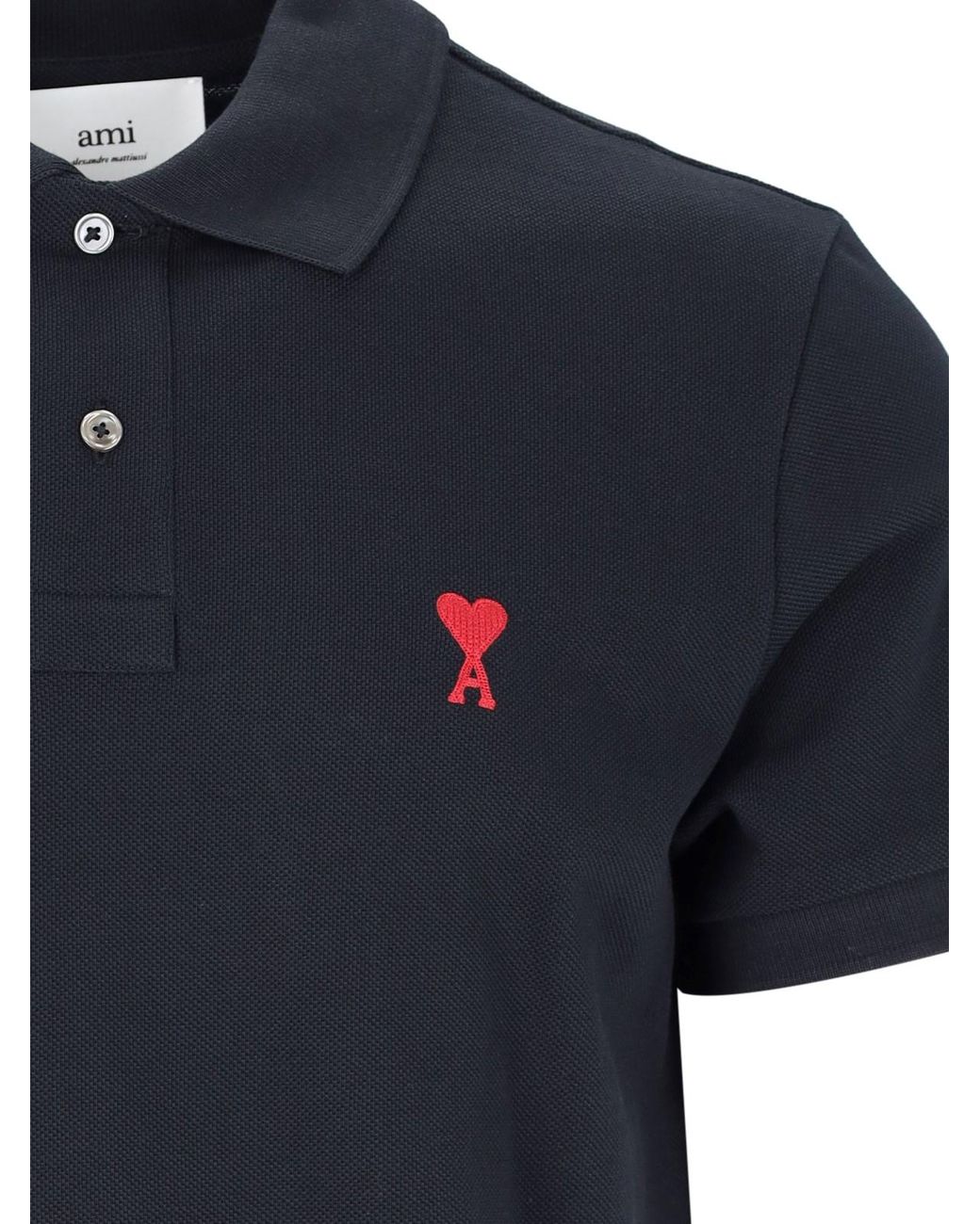 Polo Logo di AMI in Black da Uomo