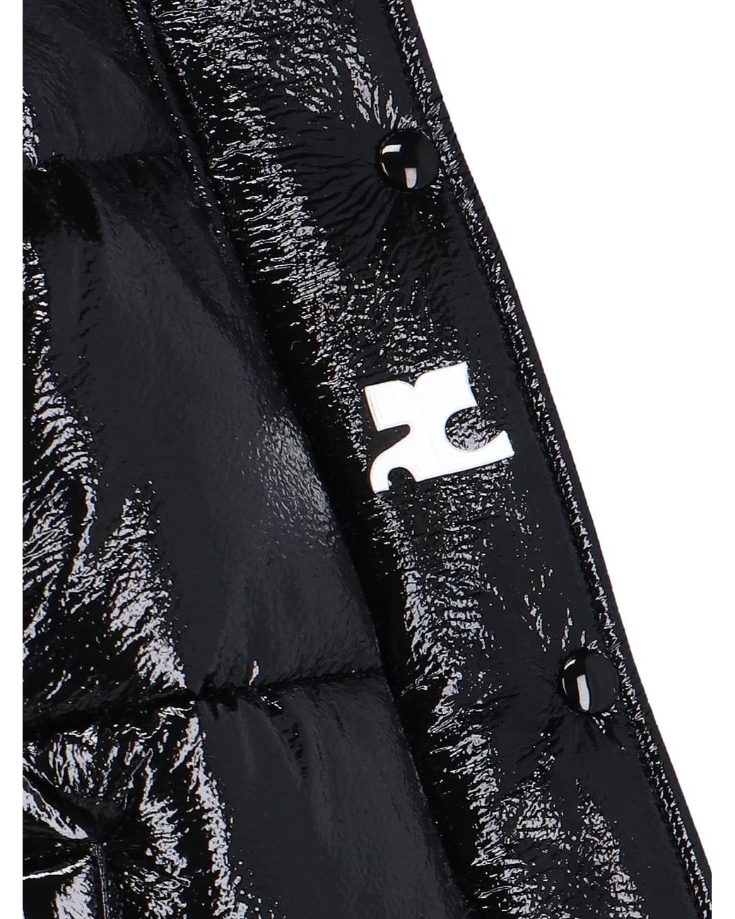 Courreges Black Crop Vinyl Puffer Jacket