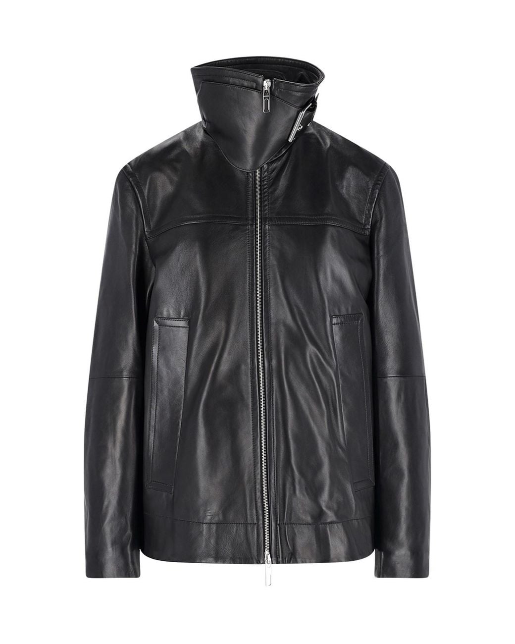 Sportmax Black Oversized Leather Jacket