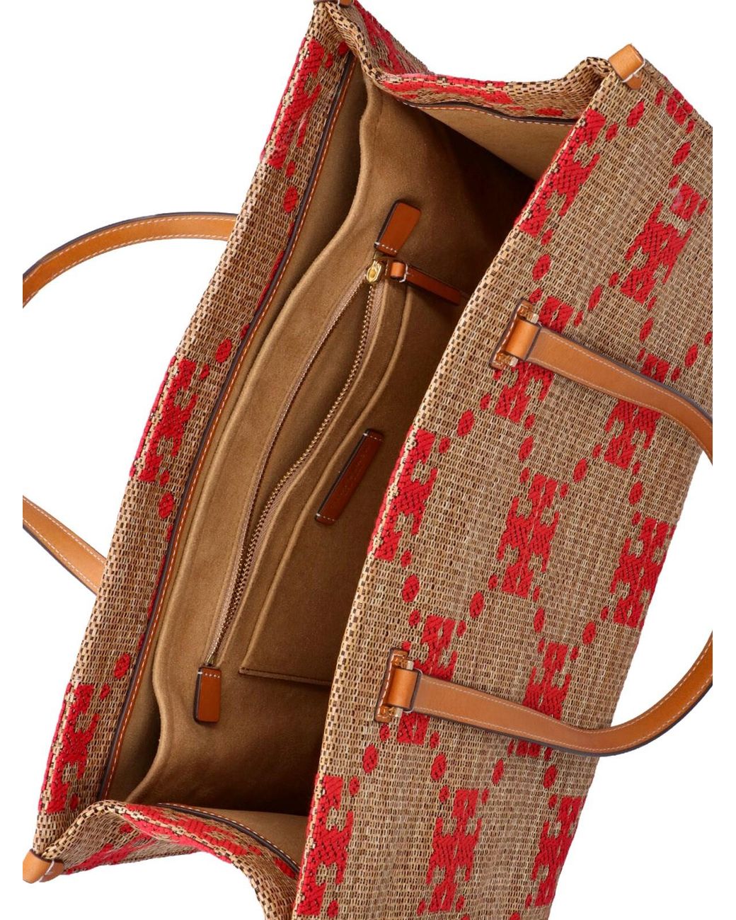 Borsa Tote "T Monogram" di Tory Burch in Red