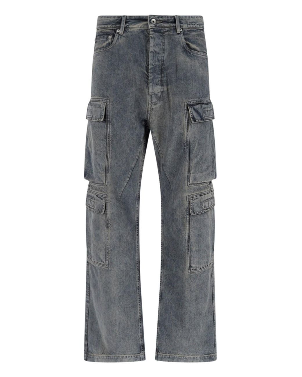 Rick Owens Gray Wide Jeans "Double Cargo" for men