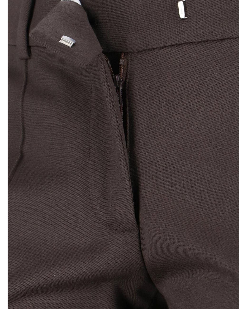 The Attico Gray High-Waisted Bootcut Trousers With Logo Detail