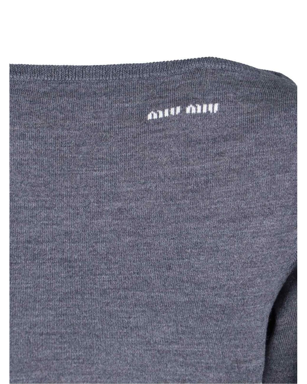 Miu Miu Blue Crop Logo Sweater