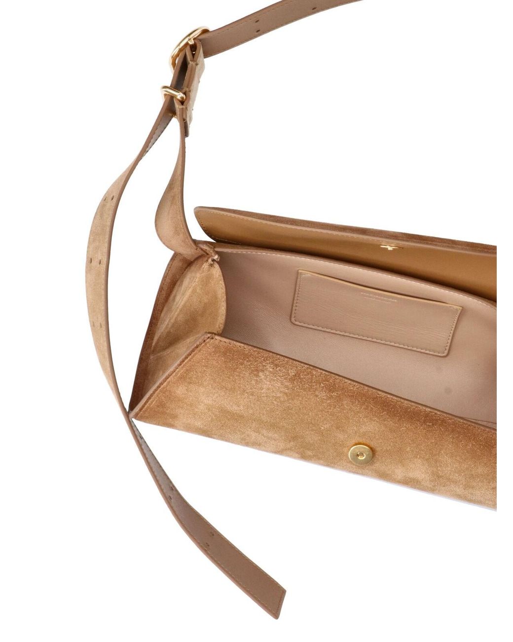 Jil Sander White Suede Shoulder Bag With Flap