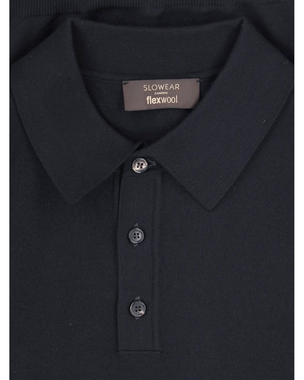 Zanone Blue Virgin Wool Polo for men