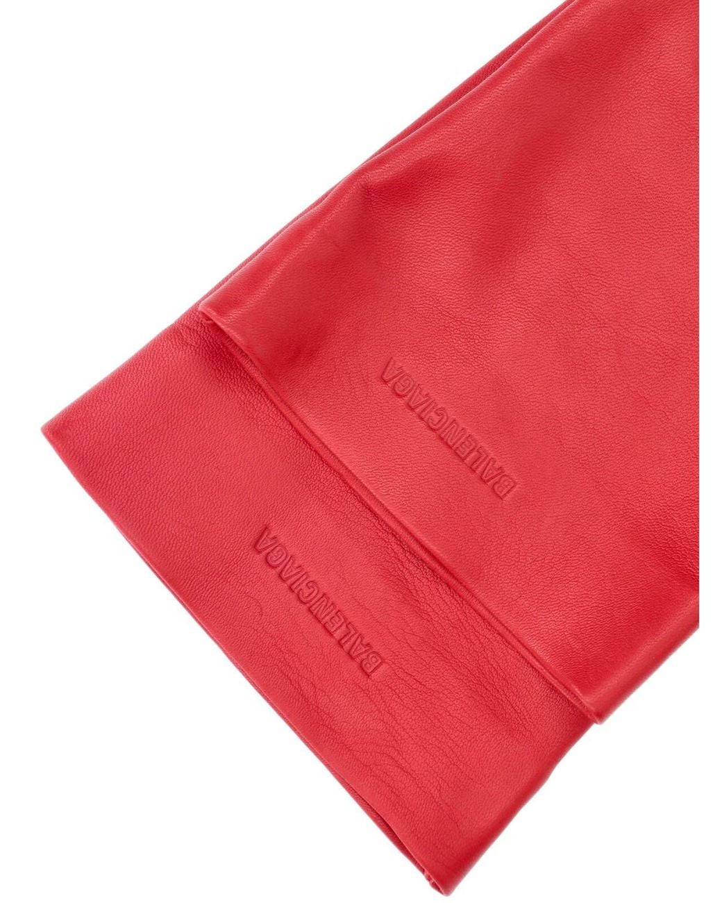 Balenciaga Red Lambskin Gloves