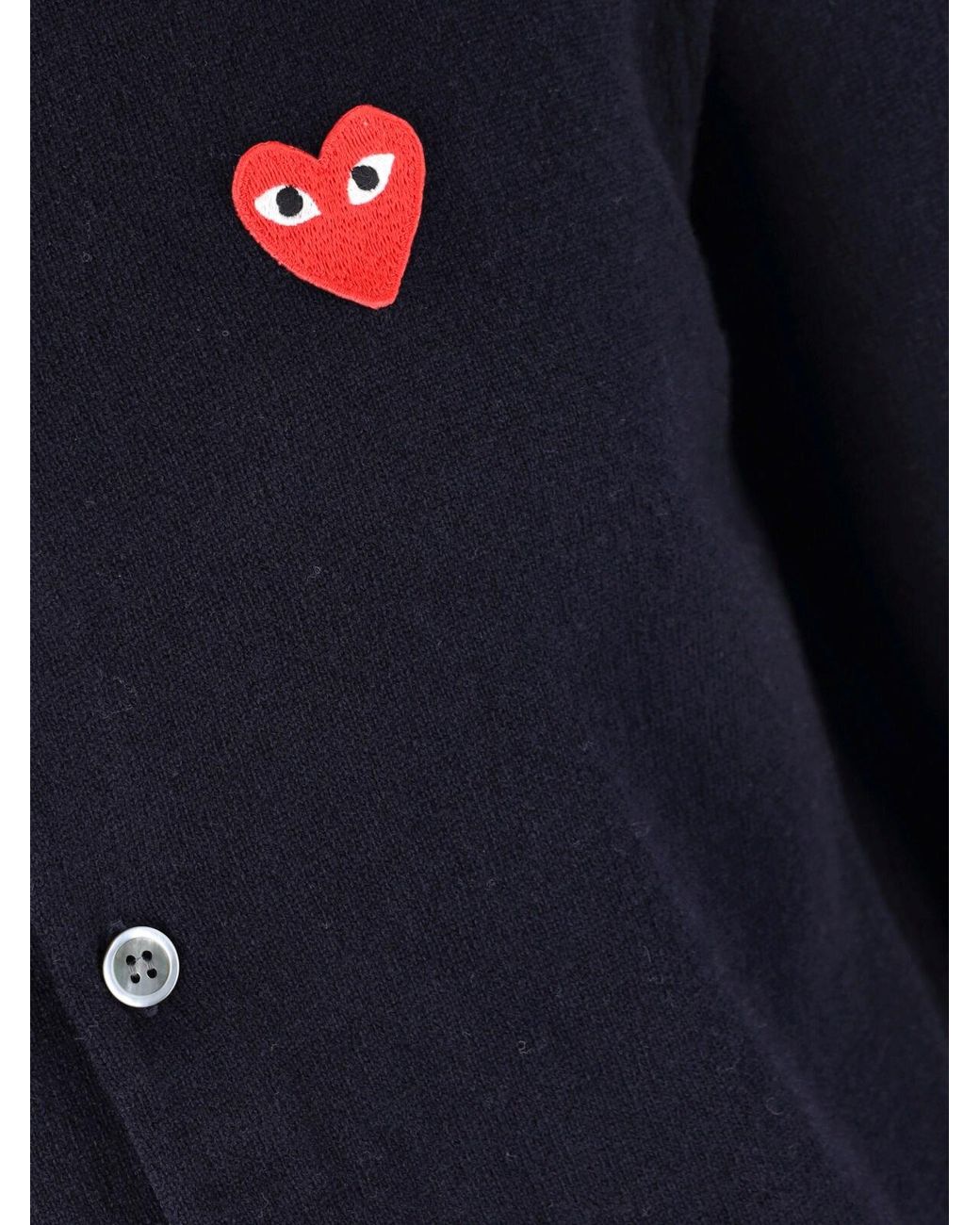 COMME DES GARÇONS PLAY Blue Wool Button-Front Cardigan Sweater
