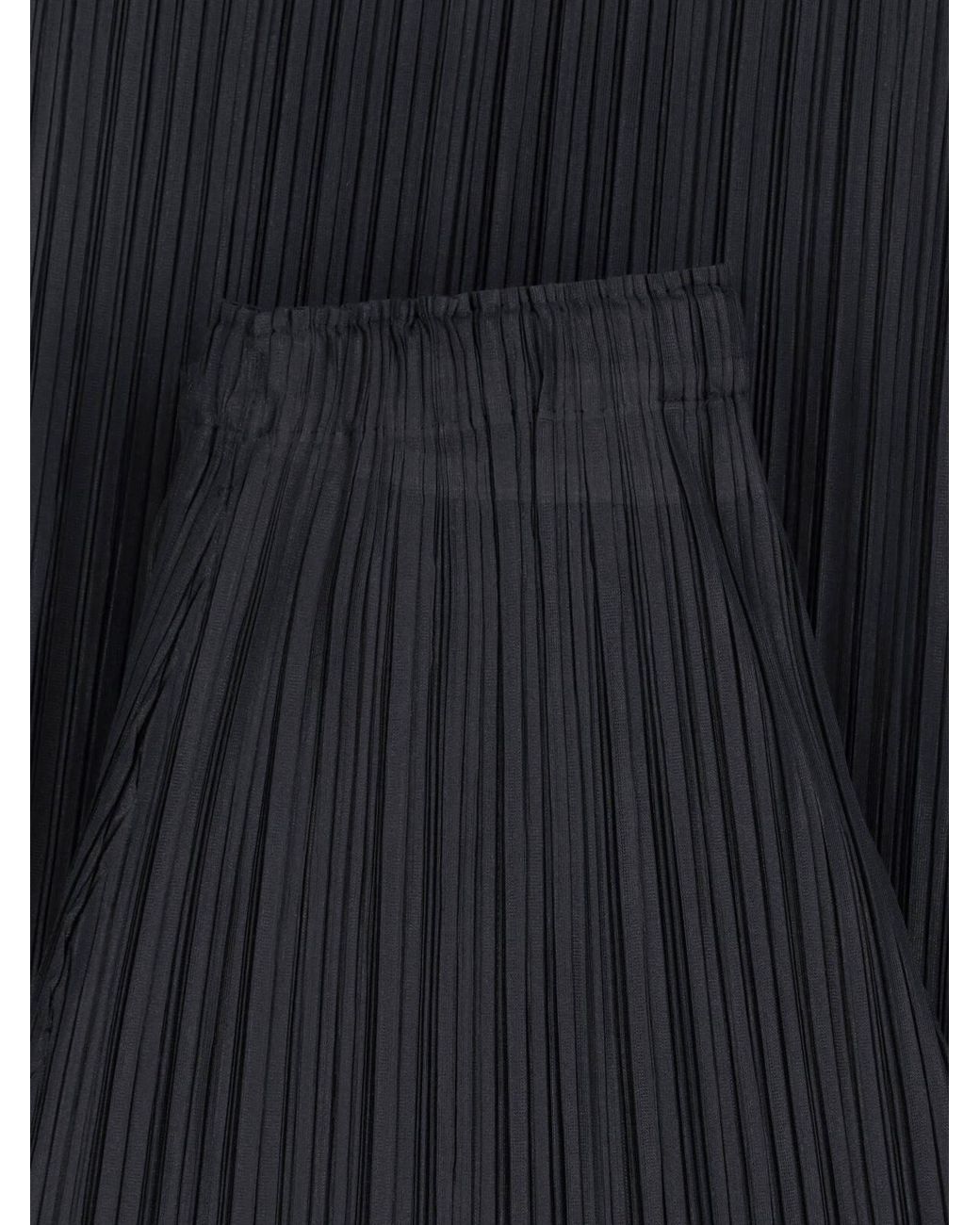 Pleats Please Issey Miyake Blue Pleated Wide-Leg Trousers