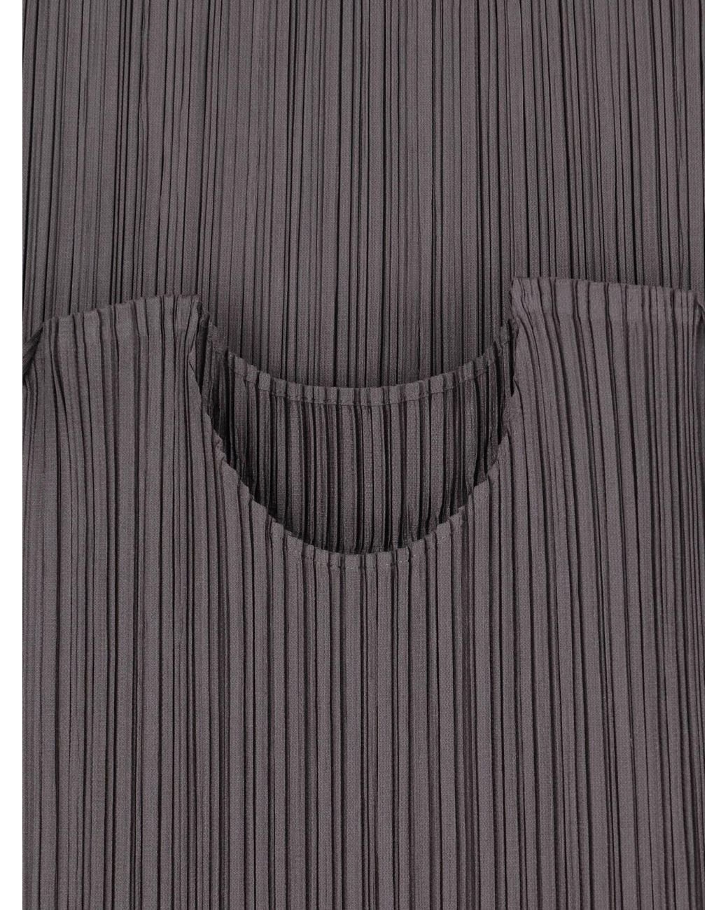 Pleats Please Issey Miyake Gray Mini Pleated Dress