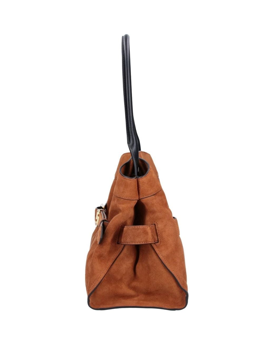 Marc Jacobs Brown Suede Shoulder Bag With Buckle Detail