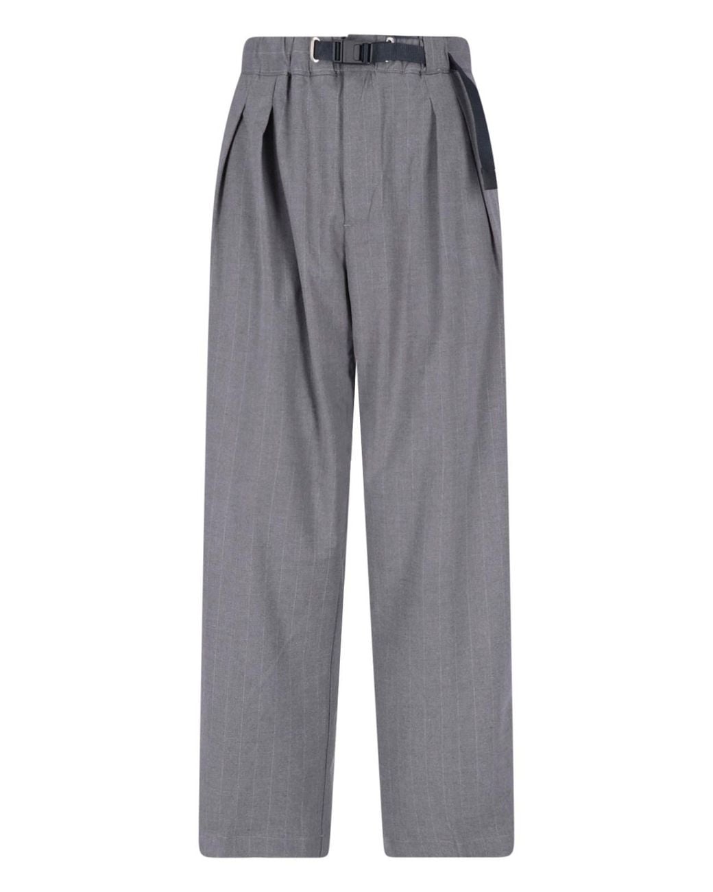 White Sand Gray Straight-Leg Belt Trousers for men