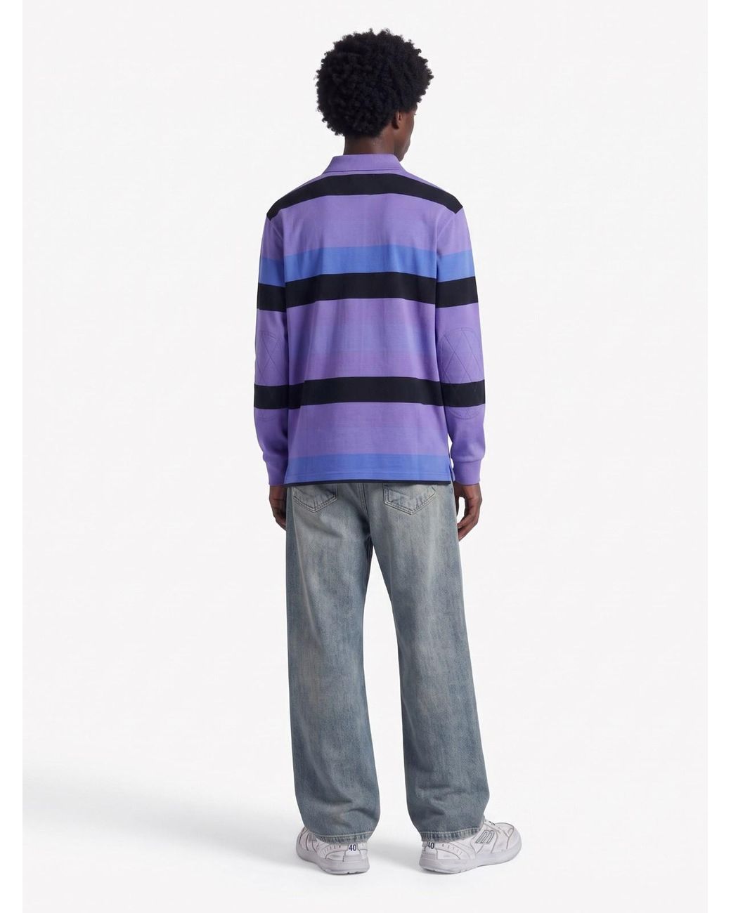 ERL Blue Striped Long Sleeve Polo Shirt