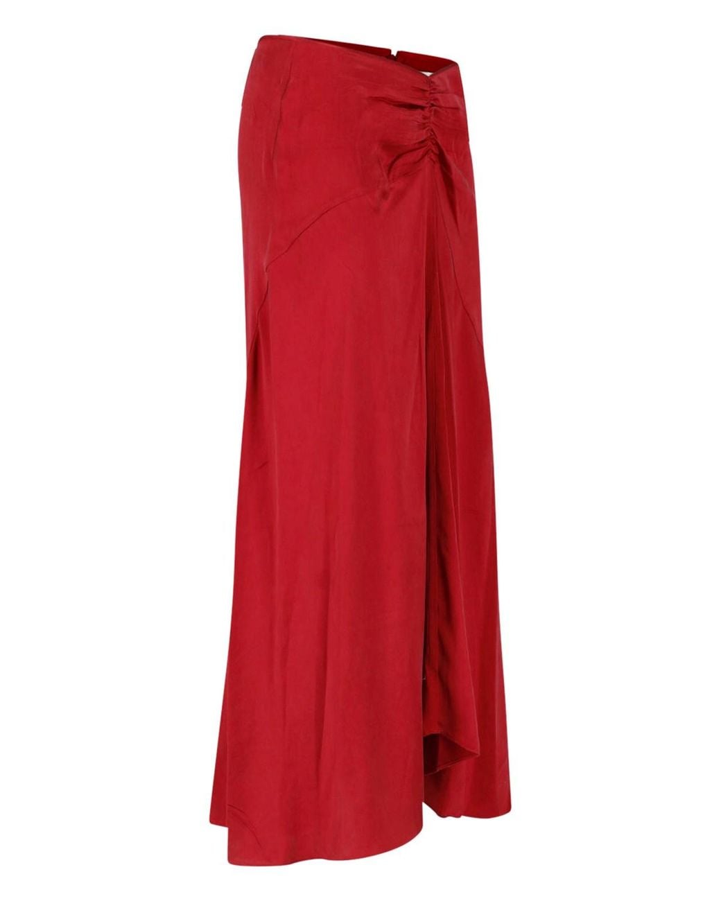 Isabel Marant Red Ruched High-Waist Maxi Skirt