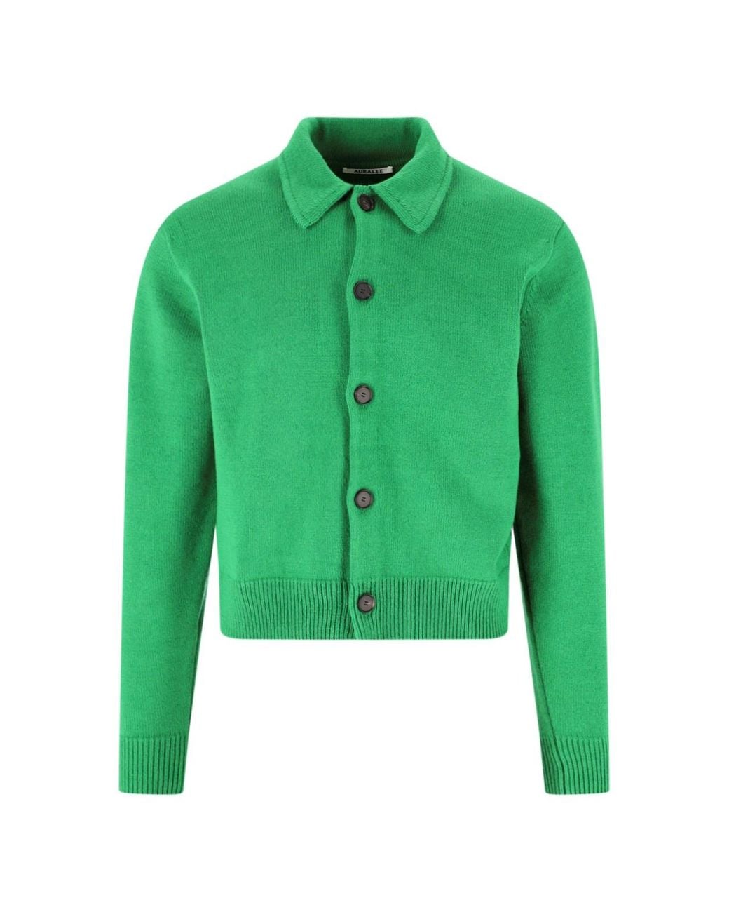 Auralee Green Wool Cardigan for men