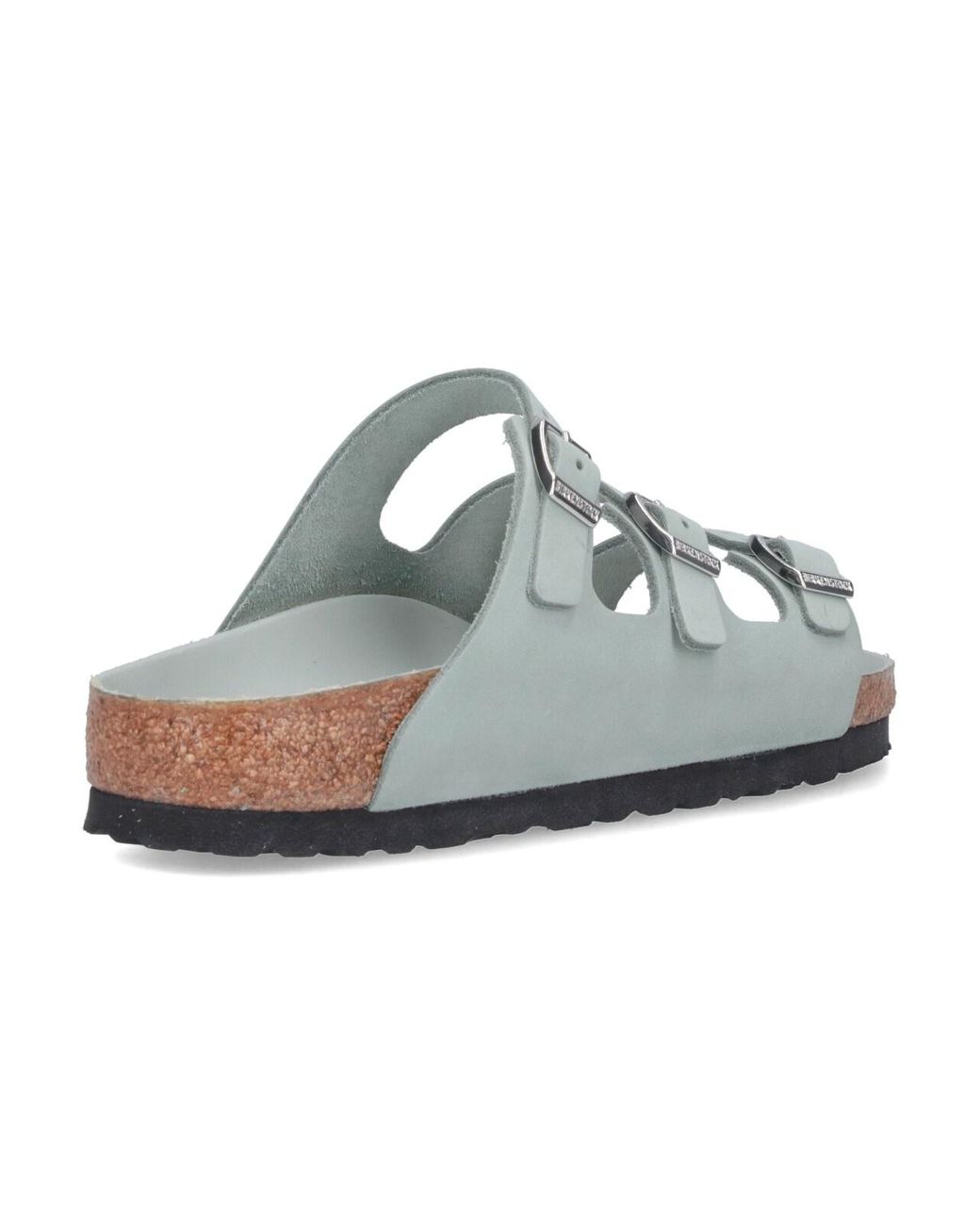 Birkenstock Green Triple Strap Buckle Slide Sandals