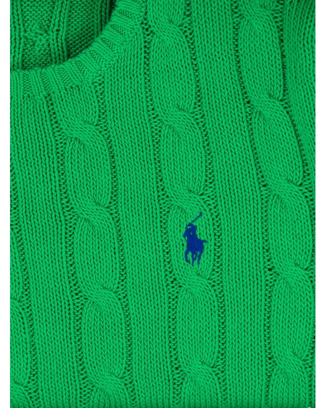 Polo Ralph Lauren Green Cable-Knit Crewneck Sweater