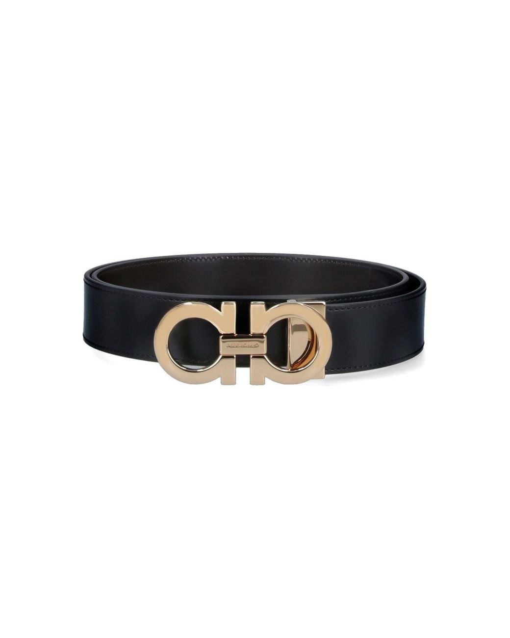 Ferragamo Black Gancini" Reversible Belt for men