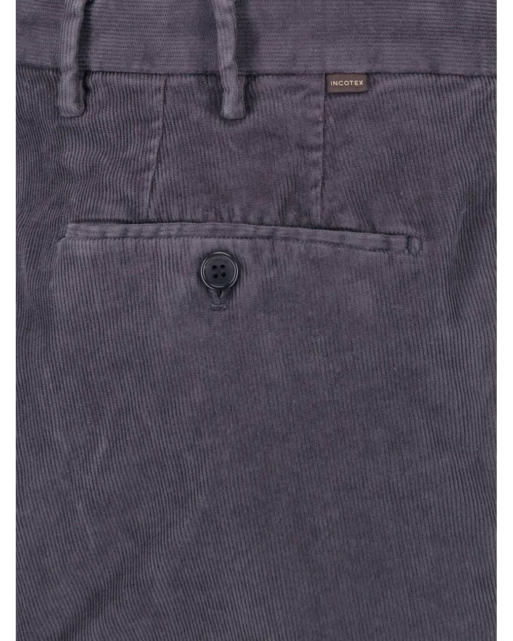Incotex Blue Cotton Trousers for men