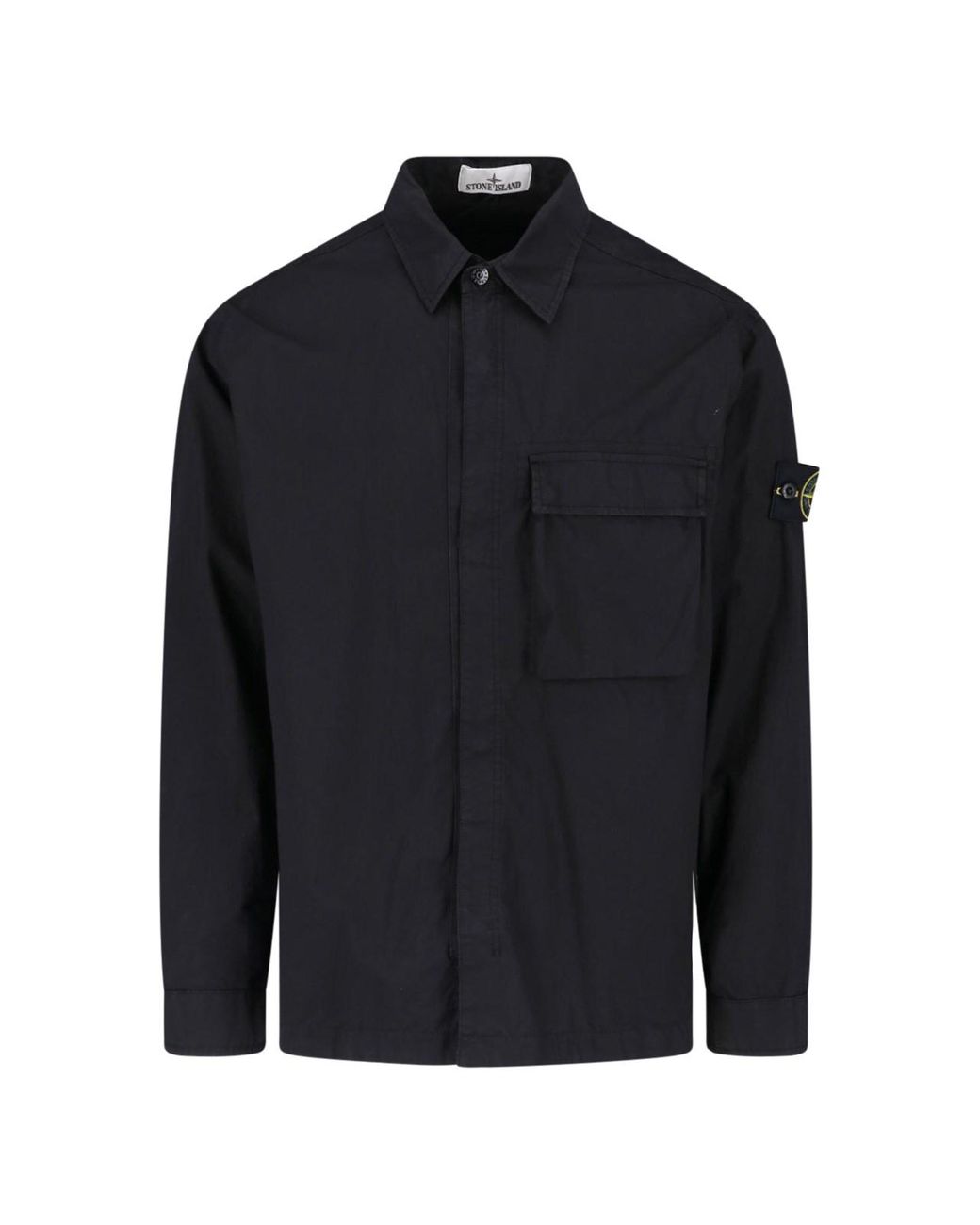 Stone Island Blue Cotton Button Shirt for men