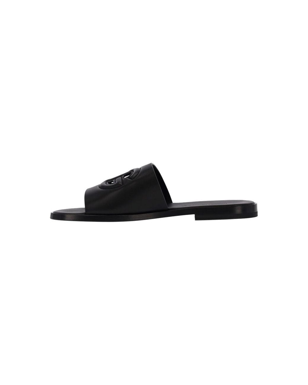 Dolce & Gabbana Black Leather Slide Sandals for men