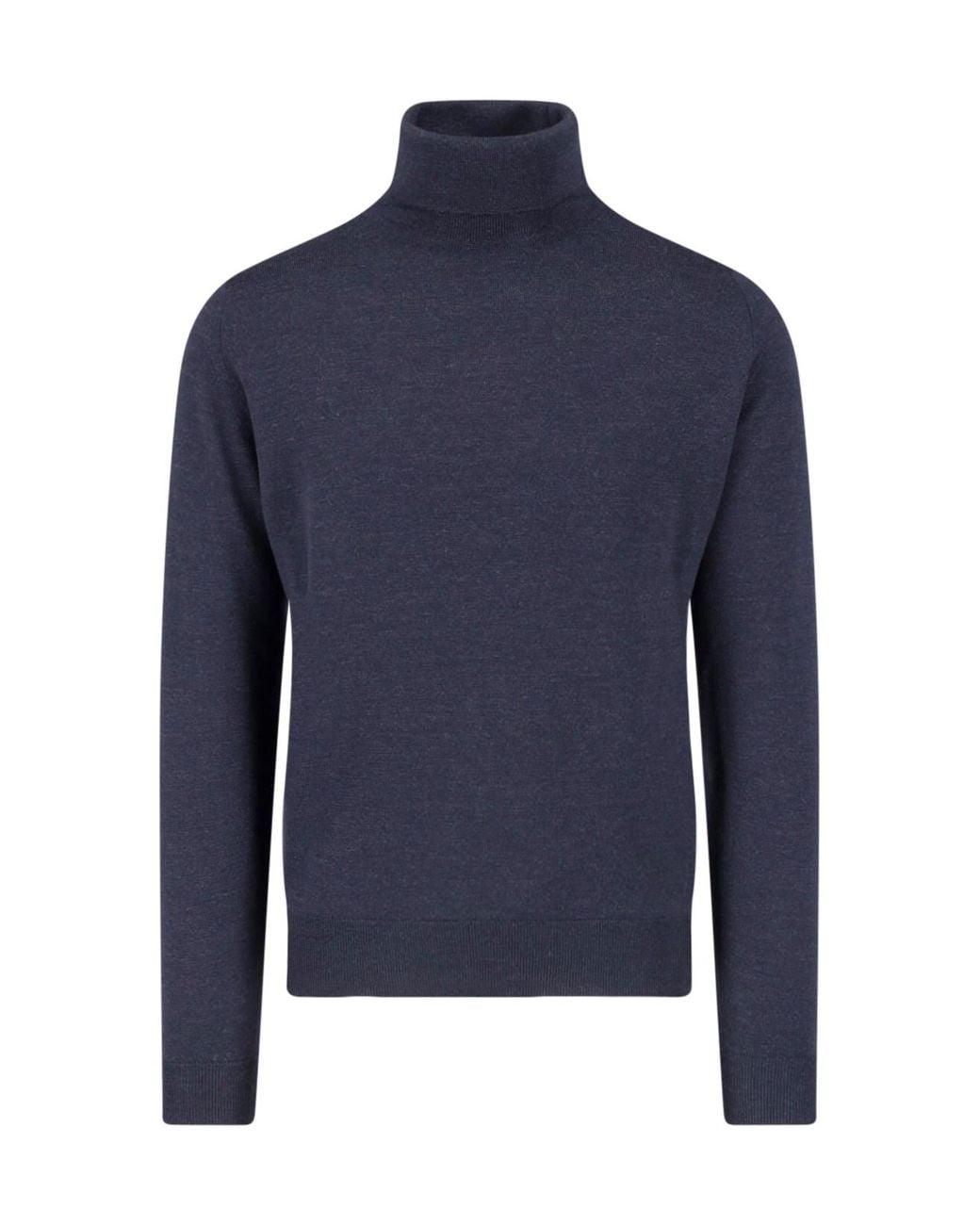 John Smedley Blue Merino Wool Turtleneck for men