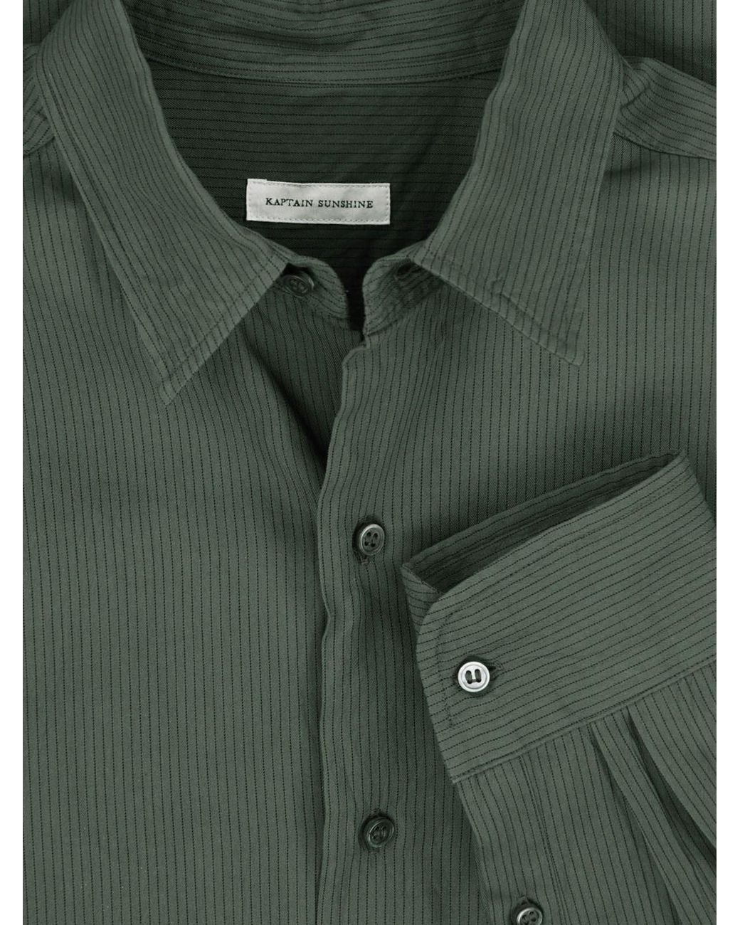 Kaptain Sunshine Green Striped Shirt for men