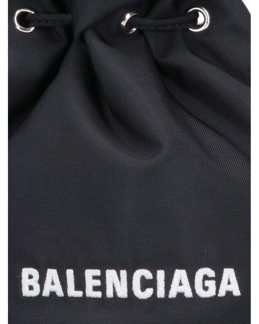 Balenciaga Wheel Xs Logo-Embroidered Bucket Bag