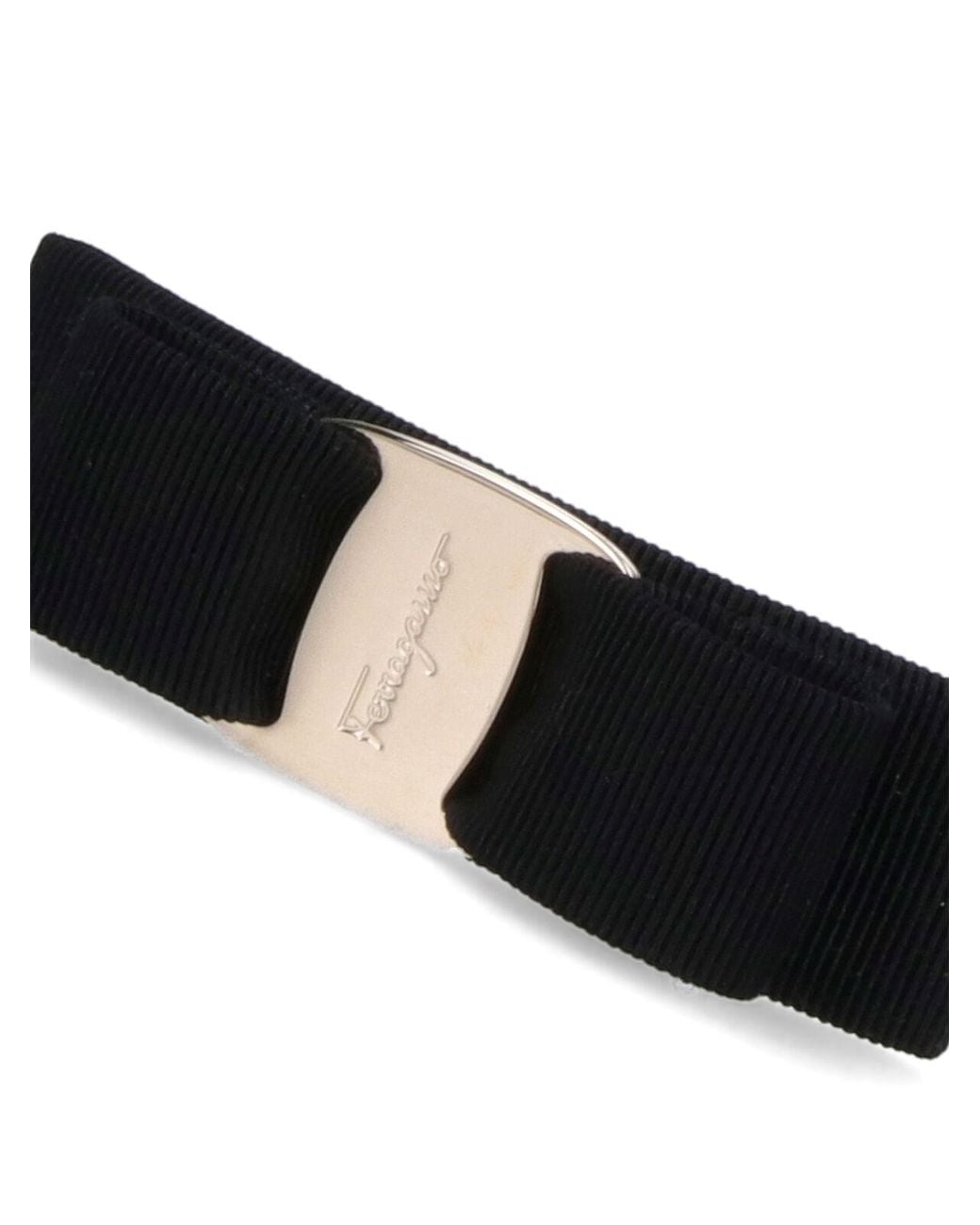 Ferragamo Black Ribbed Fabric Bow Hair Barrette