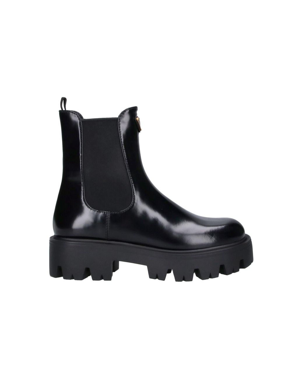 Prada Black Brushed Leather Ankle Boots