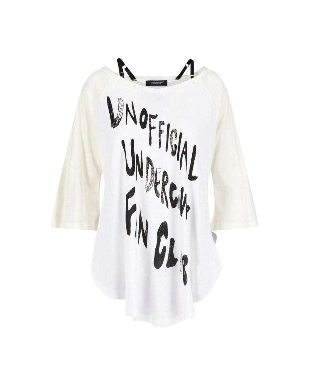 Undercover White Loose-Fitting Layered Detail Graphic Top