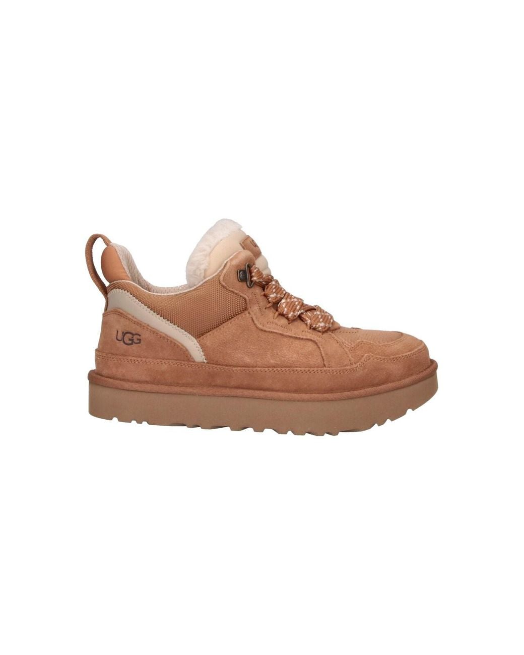 Ugg Brown Low Top Logo Patch Suede & Fabric Sneaker For for men