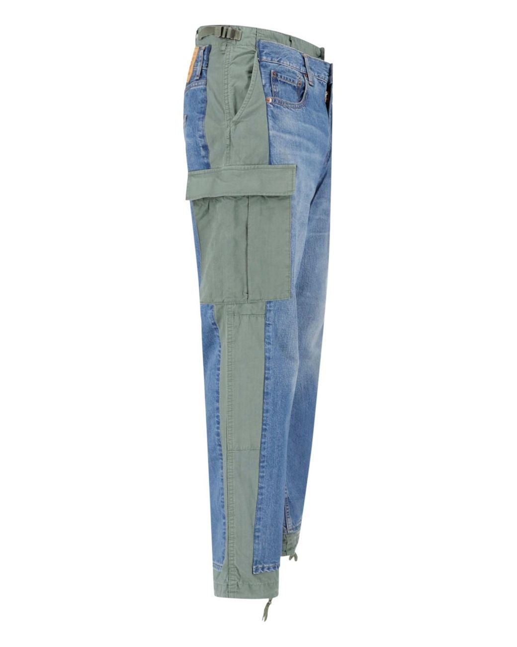 Junya Watanabe Blue Patchwork Cargo Drawstring Denim Jeans for men