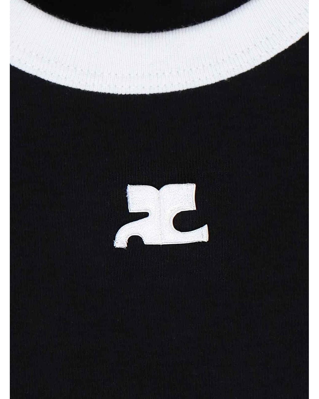 Courreges Black Cotton Logo T-Shirt