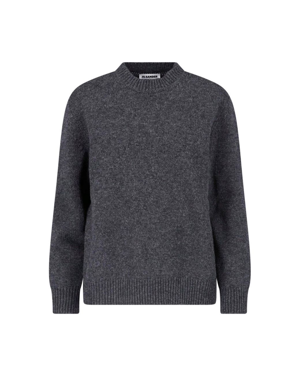 Jil Sander Gray Textured Knit Sweater With Open Slit Detail