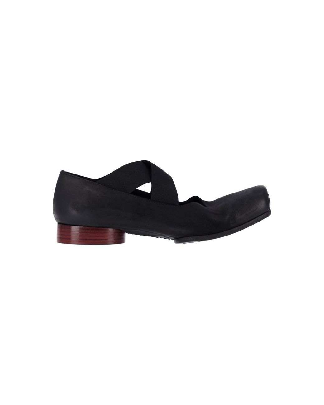Uma Wang Black Calf Leather Flat Shoes