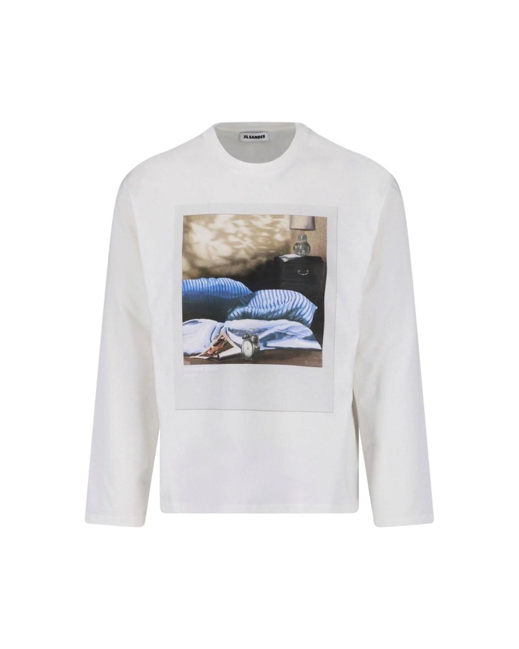 Jil Sander White Long-Sleeve Printed T-Shirt for men