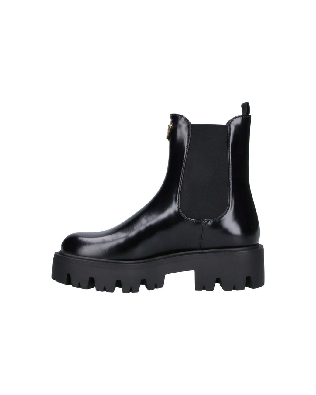 Prada Black Brushed Leather Ankle Boots