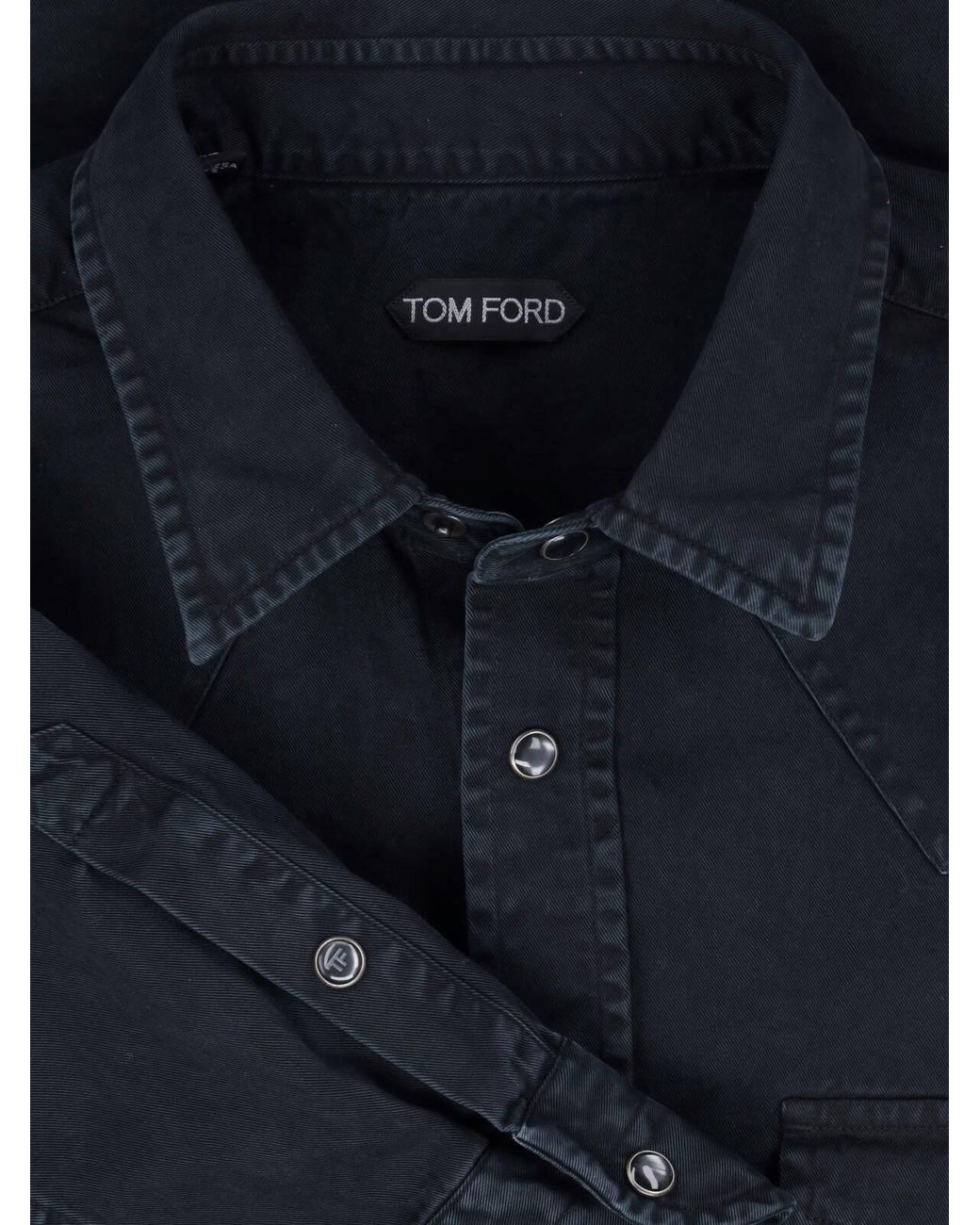 Tom Ford Blue Snap-Front Western Shirt for men