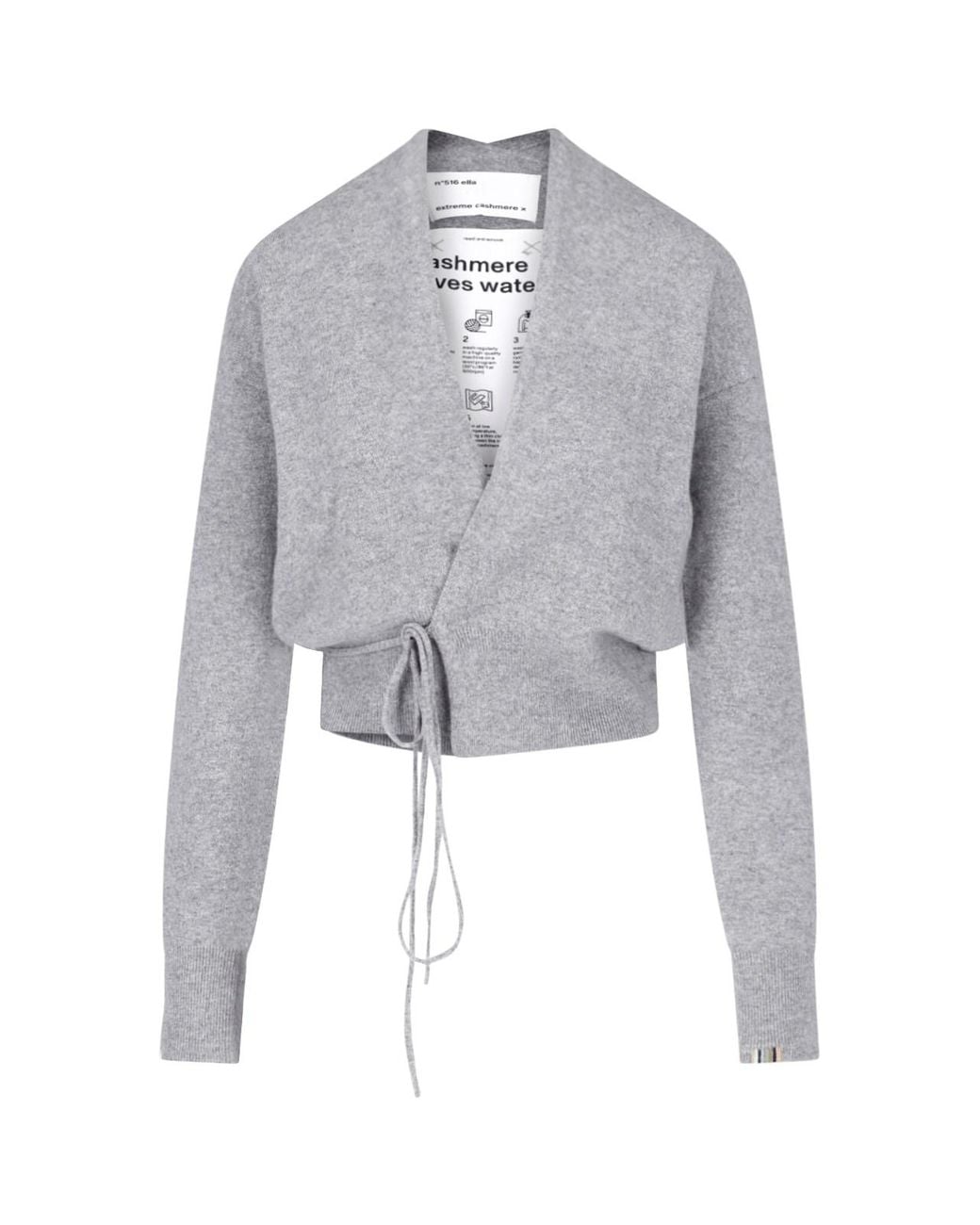 Extreme Cashmere Gray Tie Cardigan "Ella"