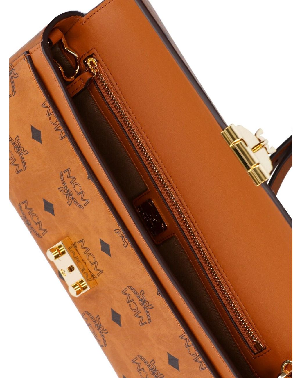 MCM White Style Cowhide-Trim Shoulder Bag