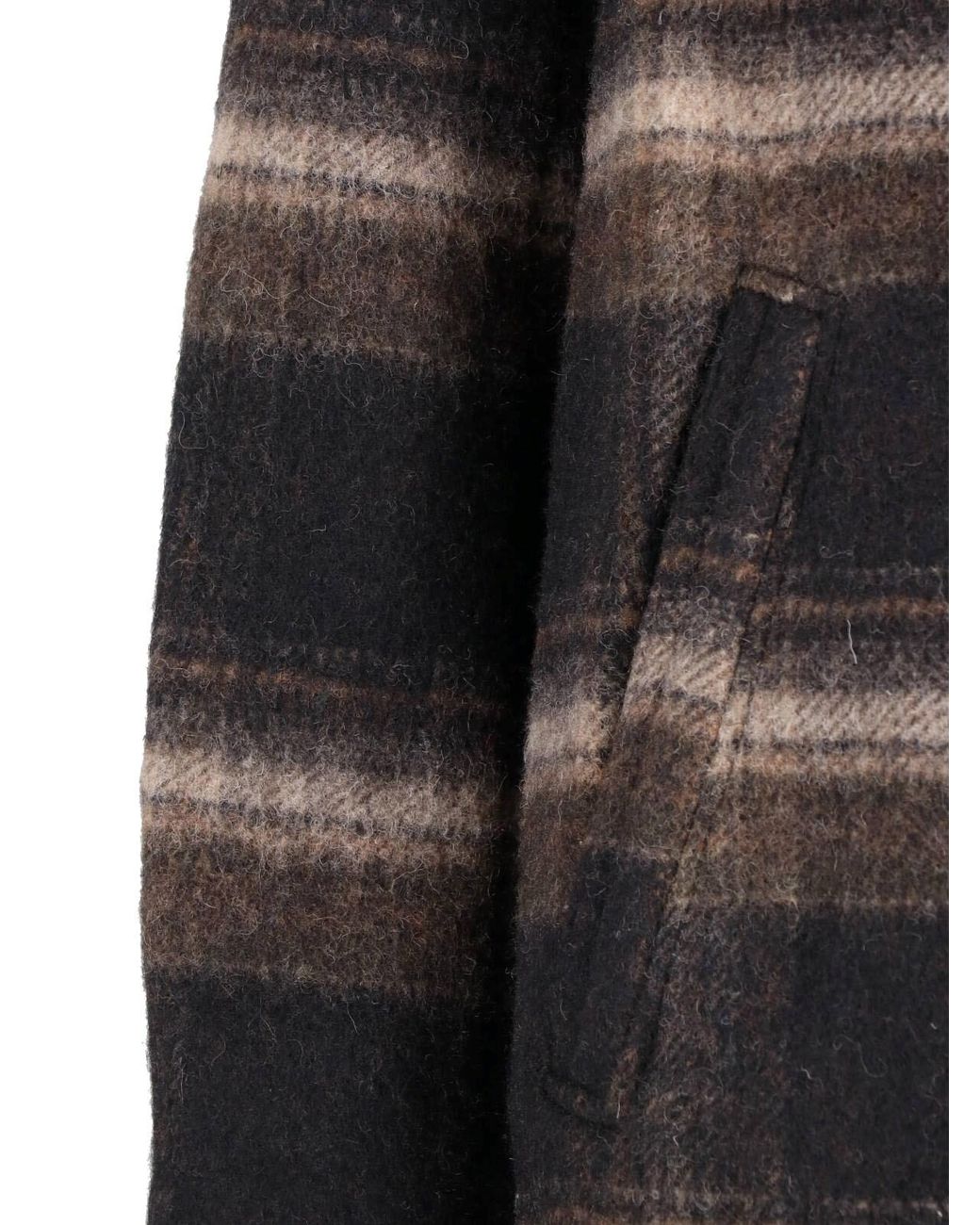 Isabel Marant Black Fringe Trim Plaid Wool Coat