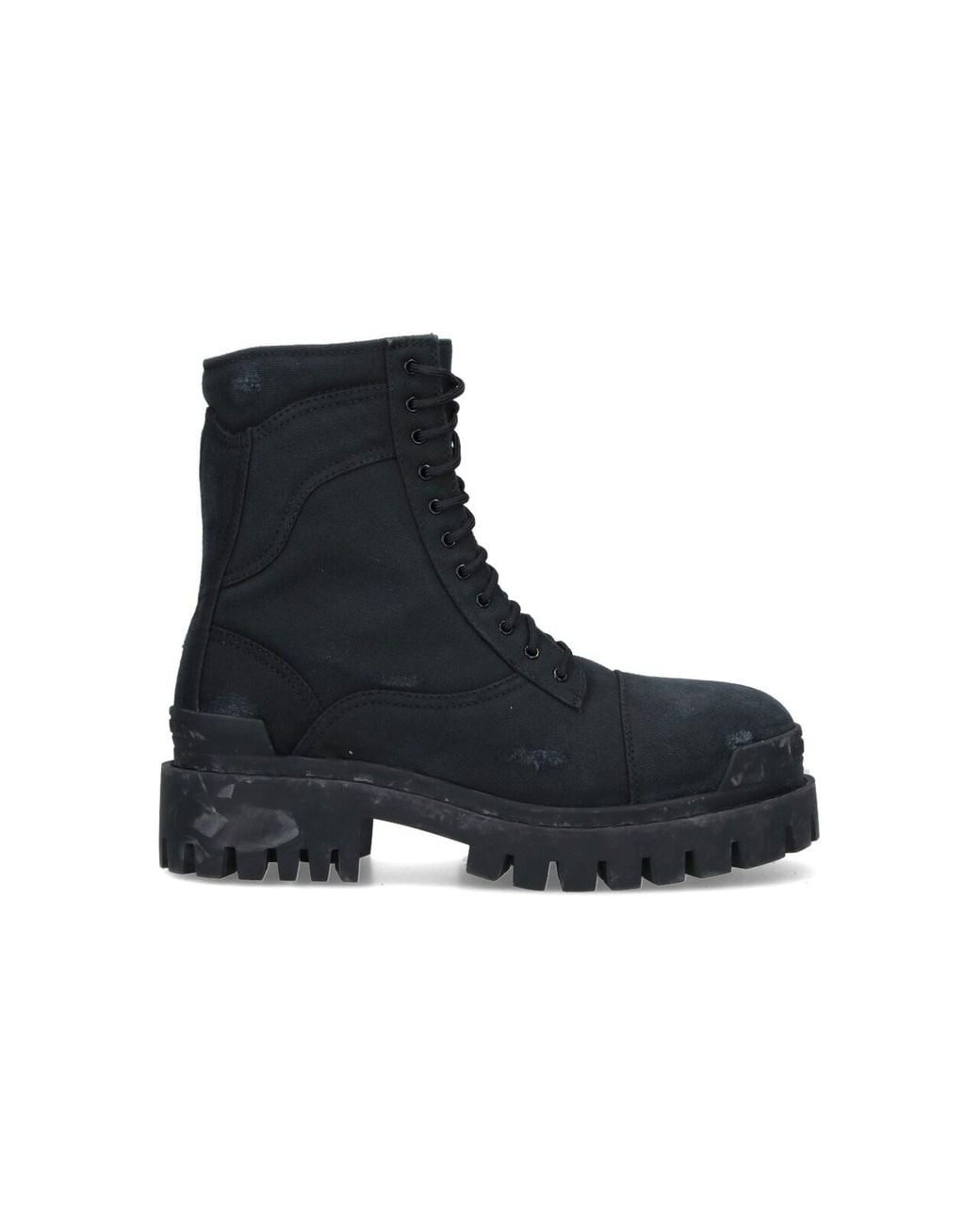 Balenciaga Black Lace-Up Combat Boots for men