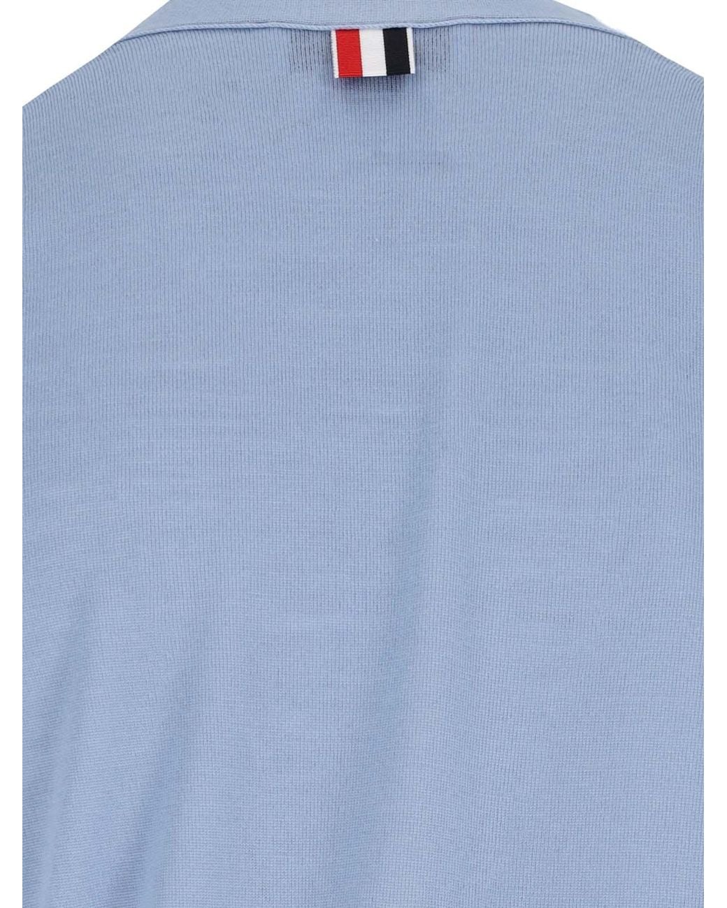 Thom Browne Blue 4-Bar V-Neck Virgin Wool Cardigan