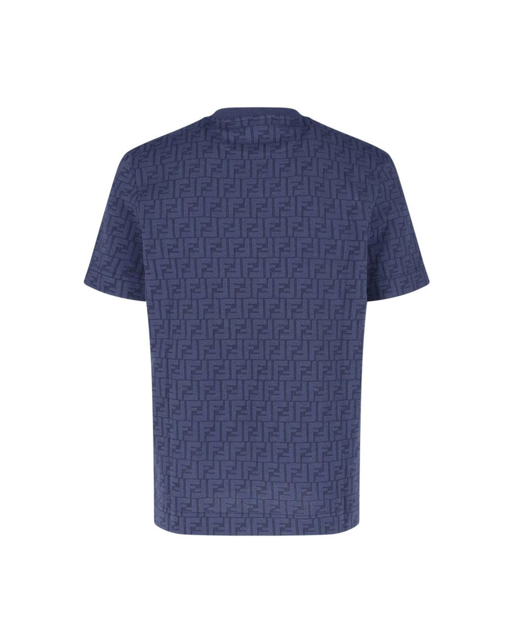Fendi Blue Cotton Logo T-Shirt for men