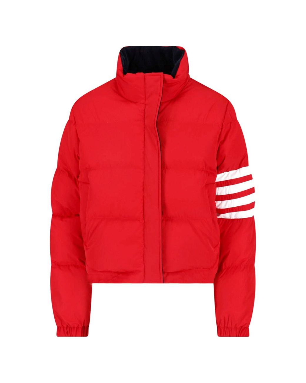 Thom Browne Blue Cropped Zip-Front Jacket With Allover Lobster Embroidery